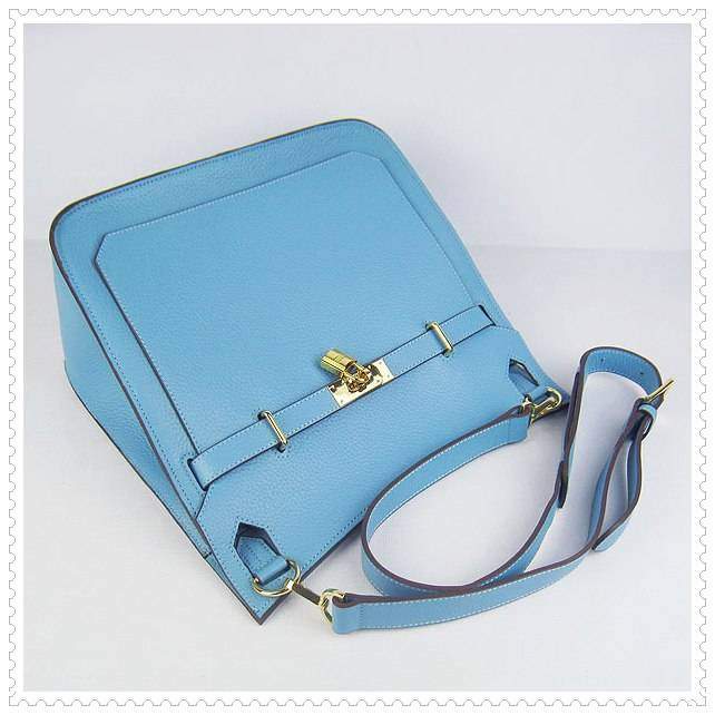 Hermes Jypsiere shoulder bag light blue with gold hardware - Click Image to Close